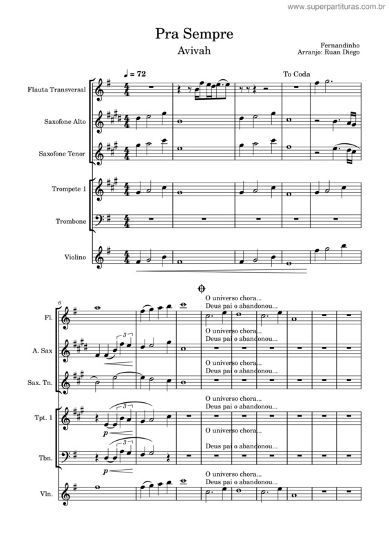 Partitura da música Pra Sempre v.7