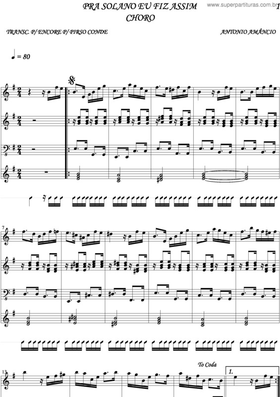 Partitura da música Pra Solano Eu Fiz Assim v.3