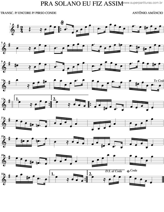 Partitura da música Pra Solano Eu Fiz Assim v.4