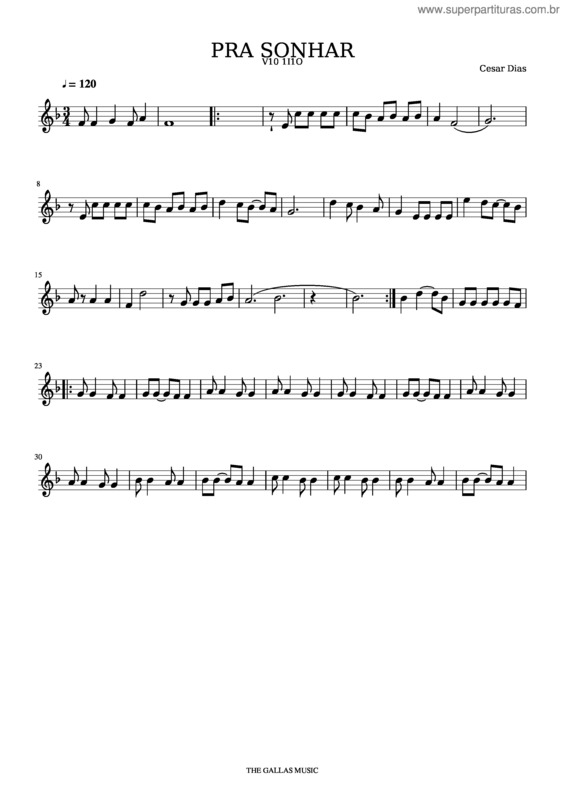 Partitura da música Pra Sonhar v.5