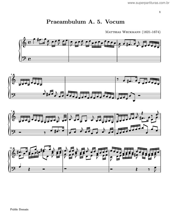 Partitura da música Praeambulum a 5 Vocum