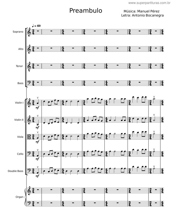 Partitura da música Preámbulo