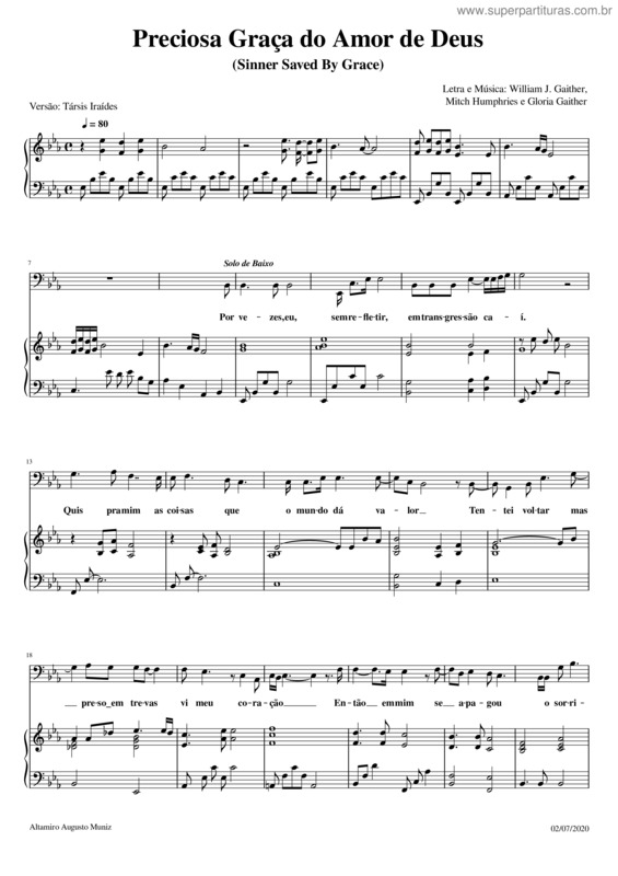 Partitura da música Preciosa Graça Do Amor De Deus