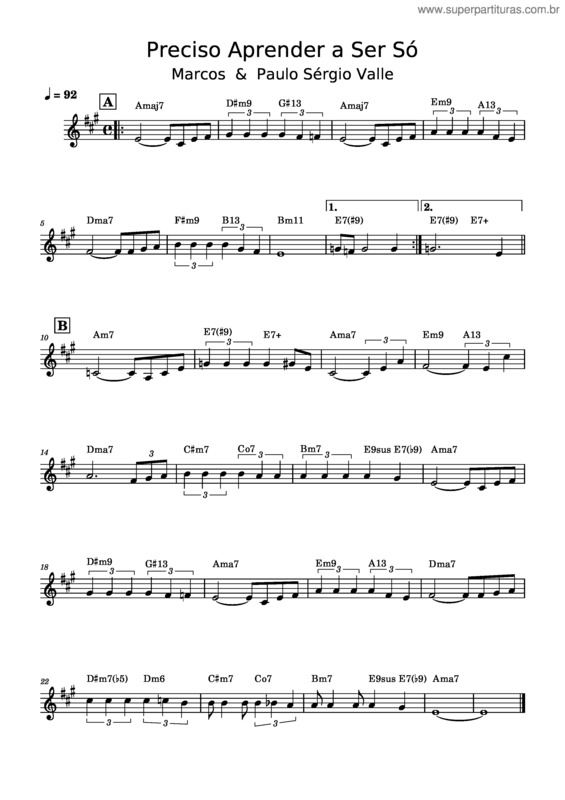 Partitura da música Preciso Aprender A Ser Só v.6