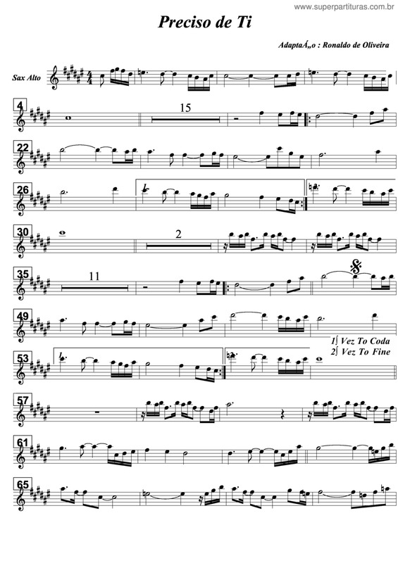 Partitura da música Preciso De Ti v.10