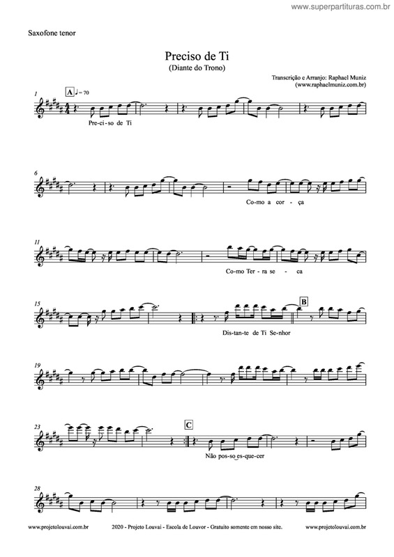 Partitura da música Preciso De Ti v.6