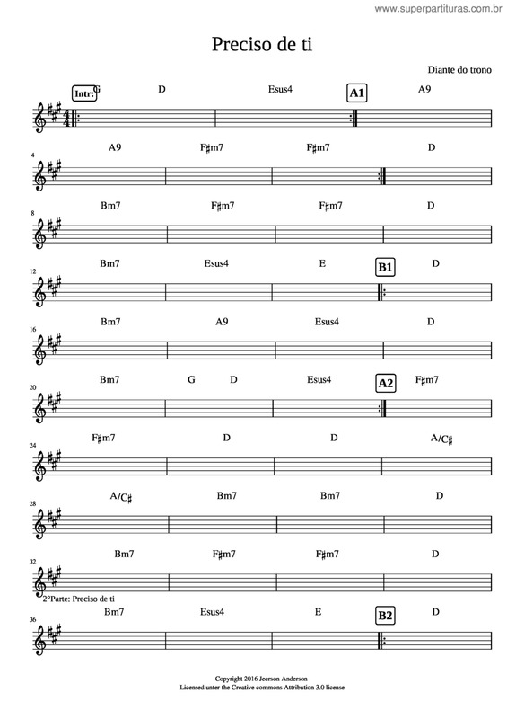 Partitura da música Preciso De Ti v.7
