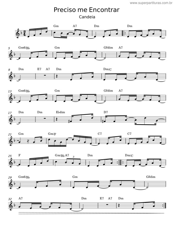 Partitura da música Preciso Me Encontrar v.6