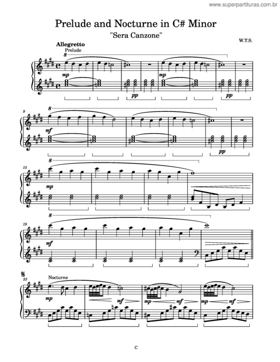 Partitura da música Prelude And Nocturne In C# Minor Sera Canzone