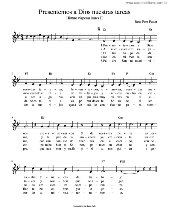 Partitura da música Presentemos A Dios Nuestras Tareas