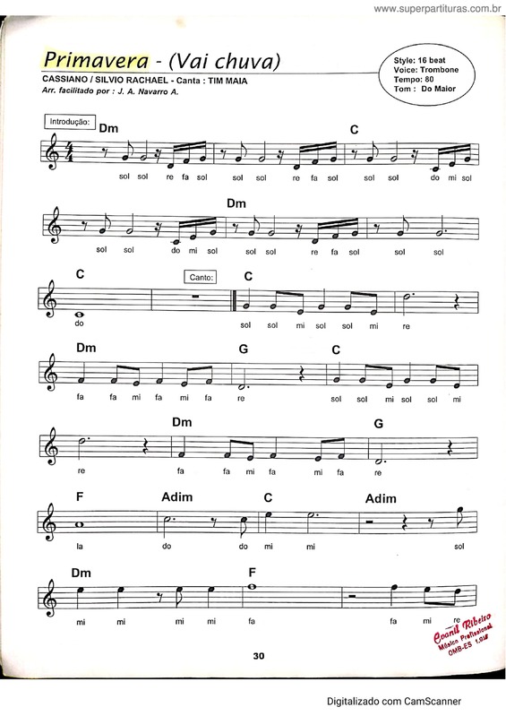 Partitura da música Primavera v.22