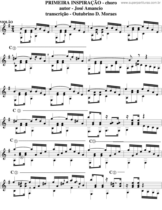 Partitura da música Primeira Inspiração