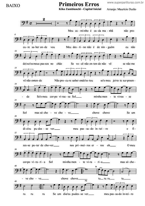 Partitura da música Primeiros Erros v.4