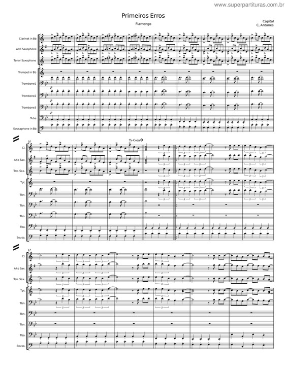 Partitura da música Primeiros Erros v.8