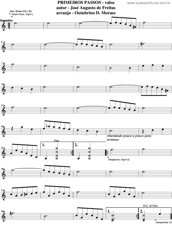 Partitura da música Primeiros Passos v.3