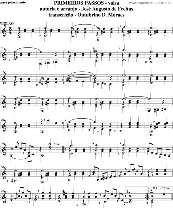 Partitura da música Primeiros Passos