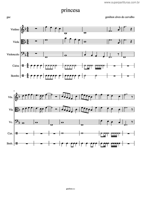 Partitura da música Princesa v.7