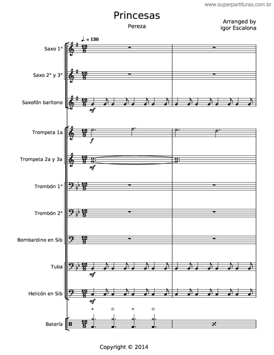 Partitura da música Princesas v.2