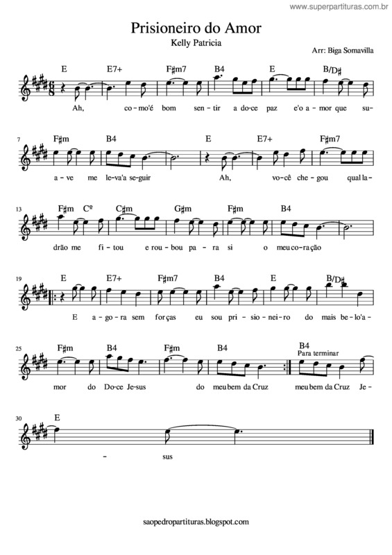 Partitura da música Prisioneiro Do Amor