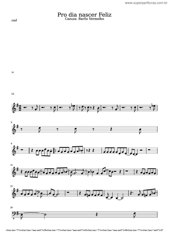 Partitura da música Pro Dia Nascer Feliz v.2