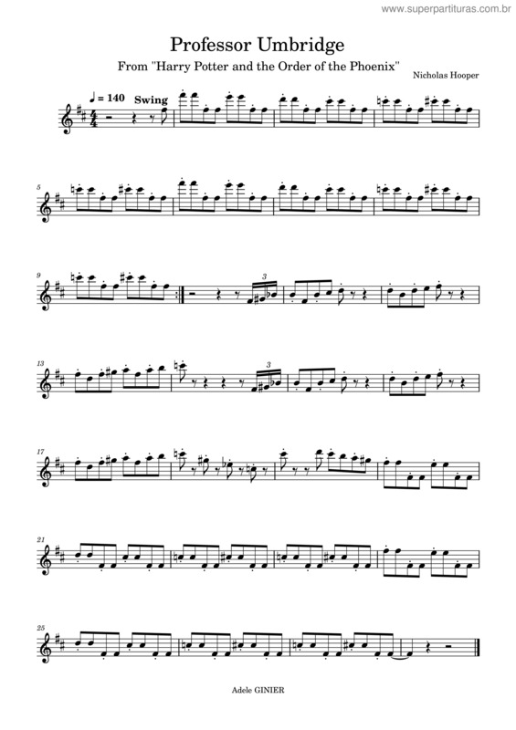 Partitura da música Professor Umbridge v.3