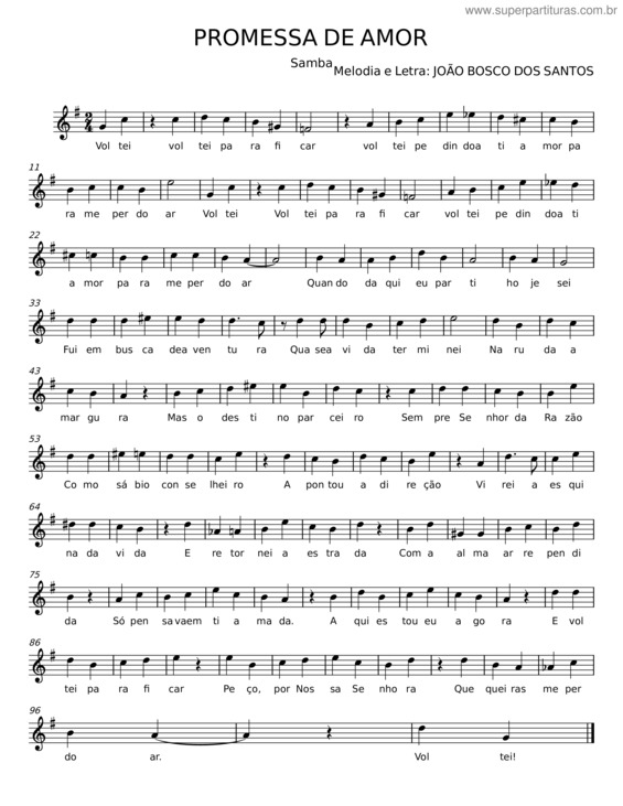 Partitura da música Promessa De Amor