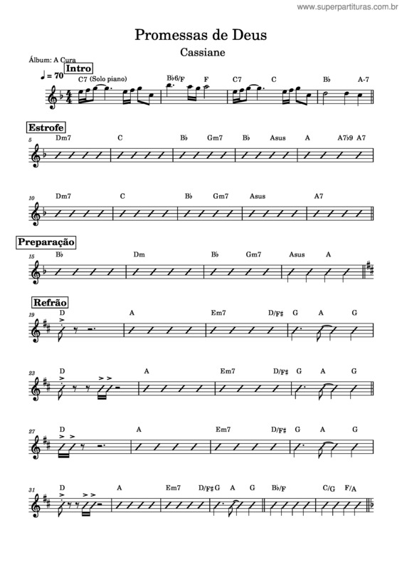 Partitura da música Promessas De Deus