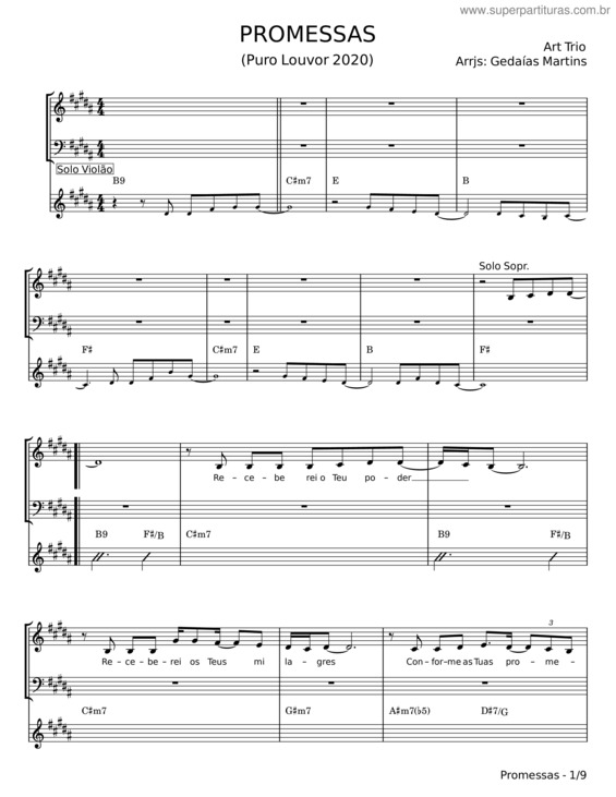 Partitura da música Promessas v.3