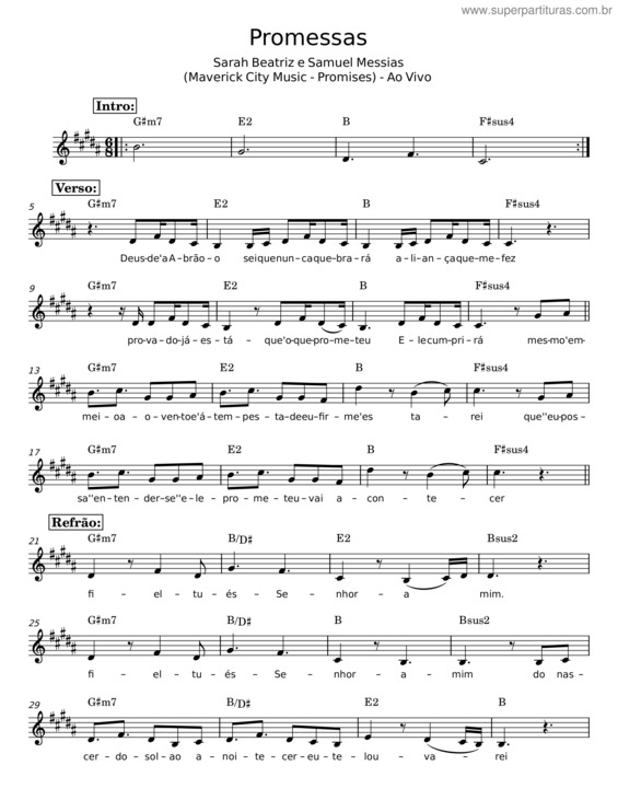 Partitura da música Promessas v.4