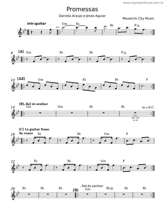 Partitura da música Promessas v.5