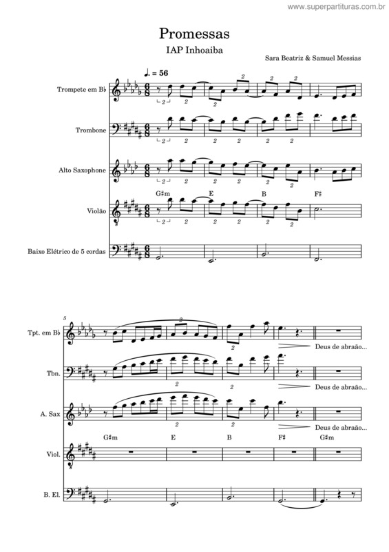 Partitura da música Promessas