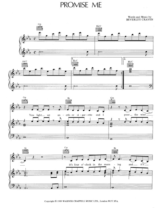 Partitura da música Promise Me v.2