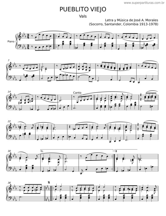 Partitura da música Pueblito Viejo