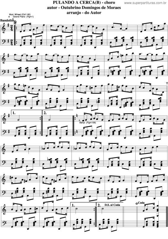 Partitura da música Pulando A Cerca v.5