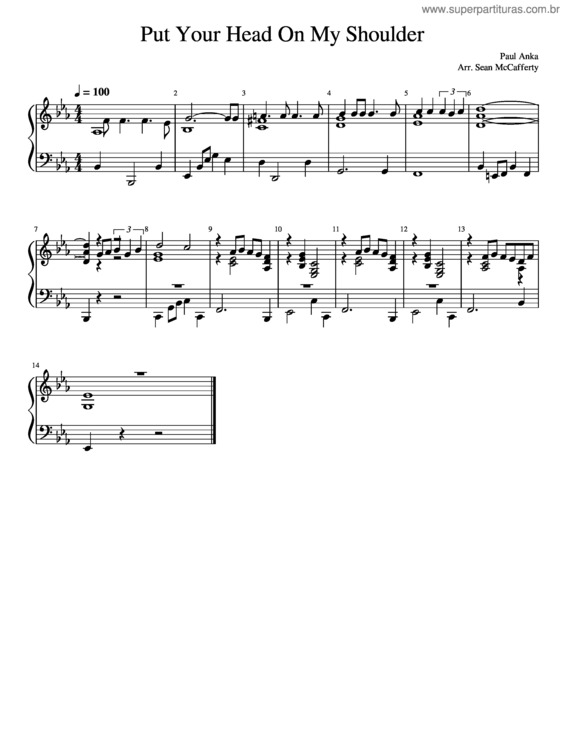 Partitura da música Put Your Head On My Shoulder – Paul Anka Put Your Head On My Shoulder v.2