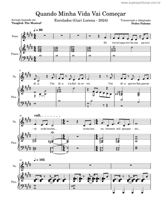 Partitura da música Quando Minha Vida Vai Começar