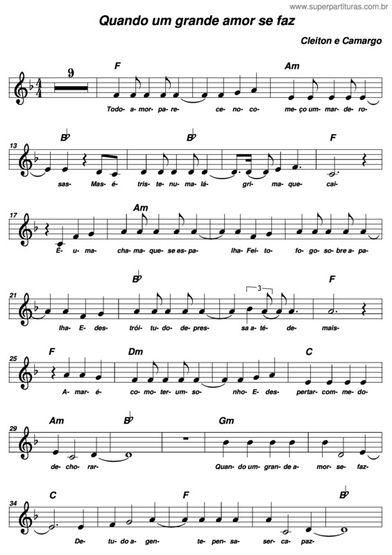 Partitura da música Quando Um Grande Amor Se Faz