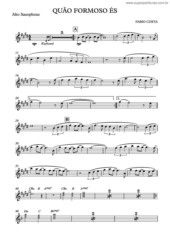 Partitura da música Quão Formoso És