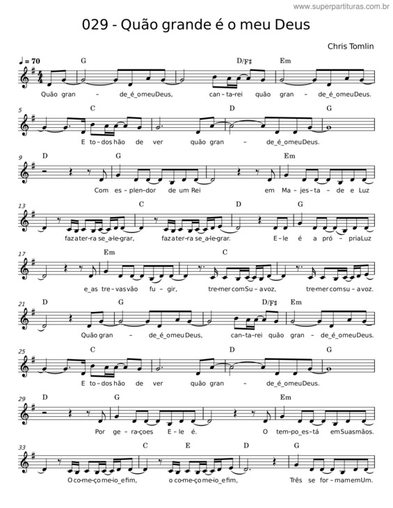 Partitura da música Quão Grande É O Meu Deus v.35