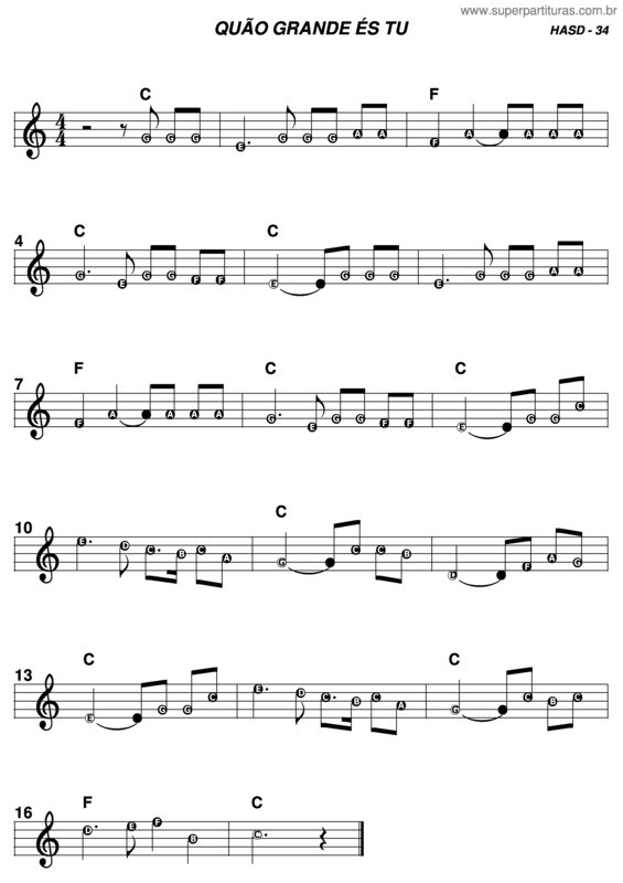 Partitura da música Quão Grande És Tú 2