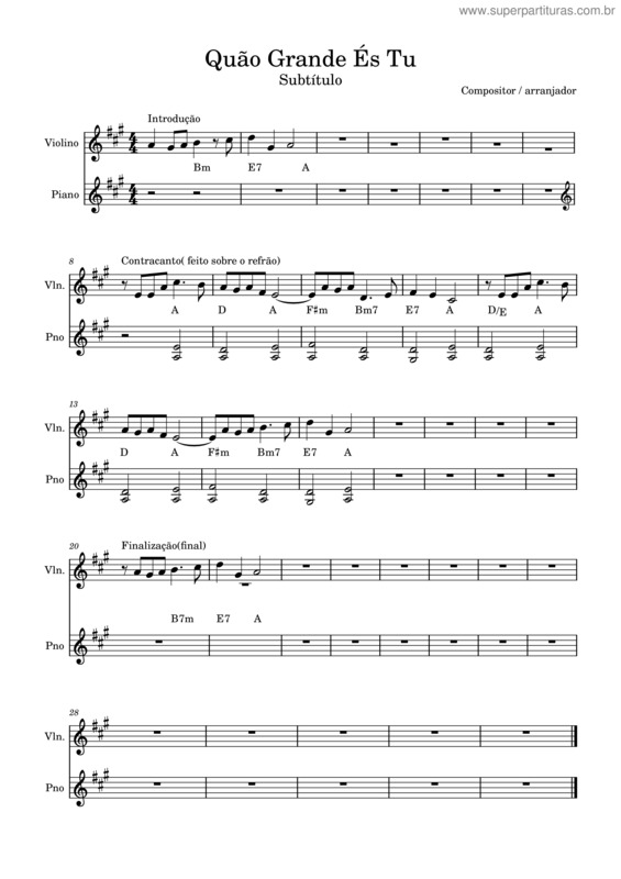 Partitura da música Quão Grande És Tu v.22