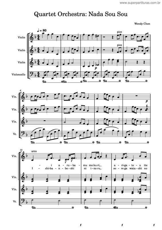 Partitura da música Quartet Nada Sou Sou