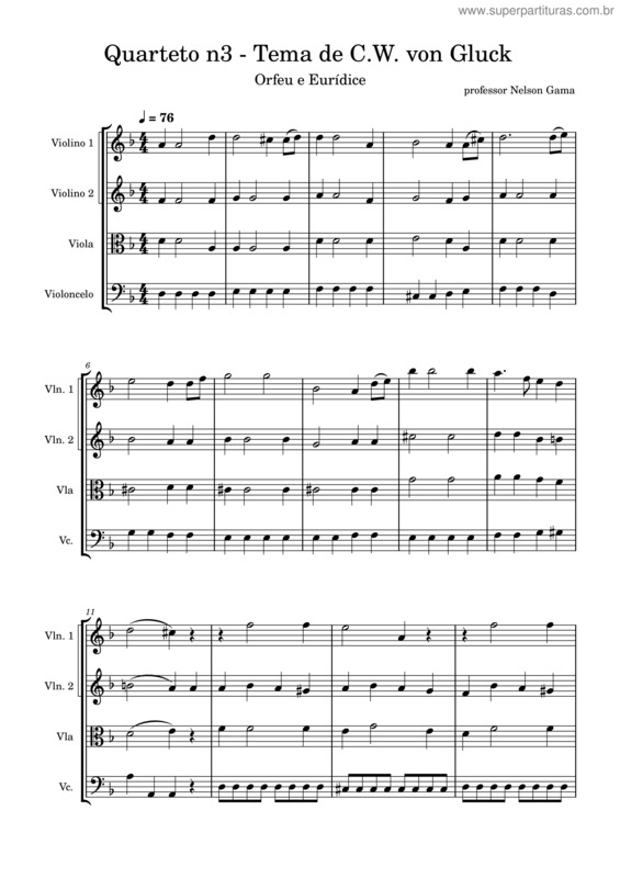 Partitura da música Quarteto N3