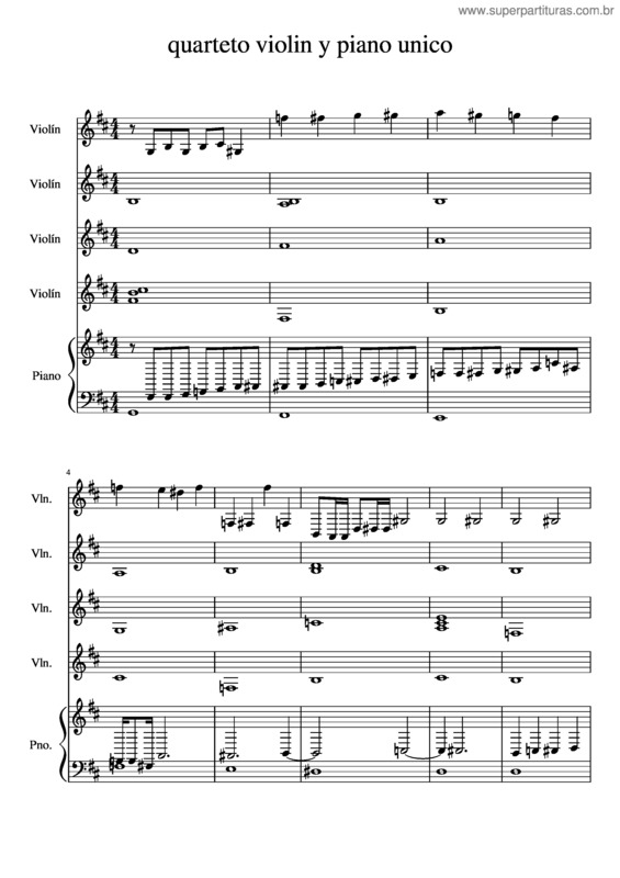 Partitura da música Quarteto Violin Y Piano Unico