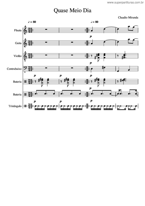 Partitura da música Quase Meio Dia