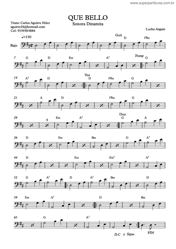 Partitura da música Que Bello