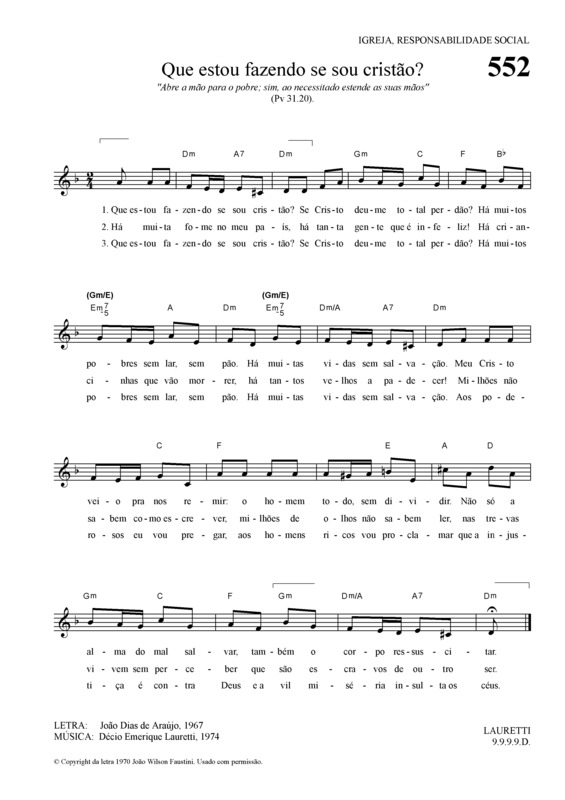 Partitura da música Que Estou Fazendo Se Sou Cristão