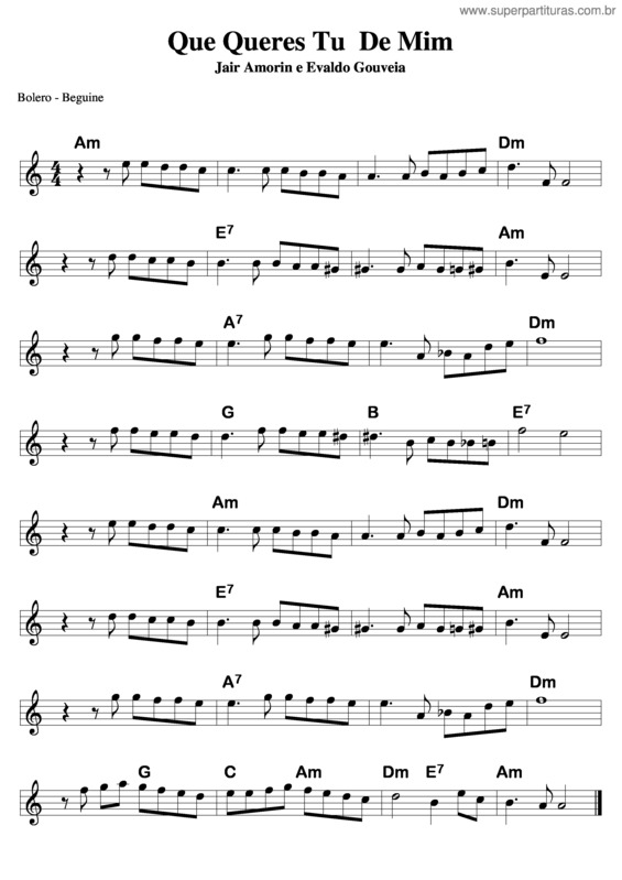 Partitura da música Que Queres Tu De Mim v.5