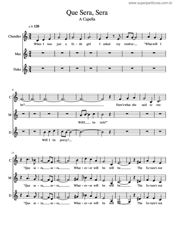 Partitura da música Que Sera, Sera v.7