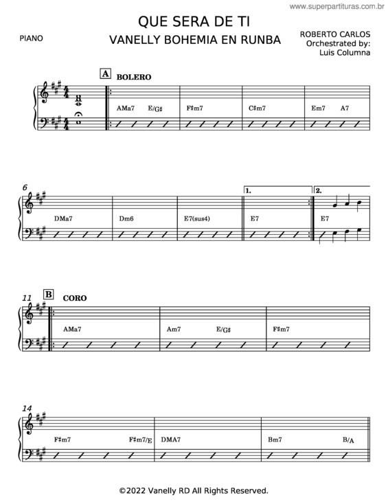 Partitura da música Que Sera De Ti v.2